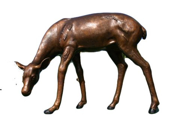Grazing Doe Deer Life-size Bronze Sculpture Lifelike Statuary